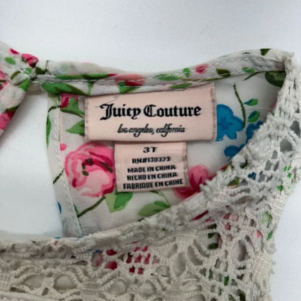 Juicy Couture Girls Dress 3T Floral Crochet